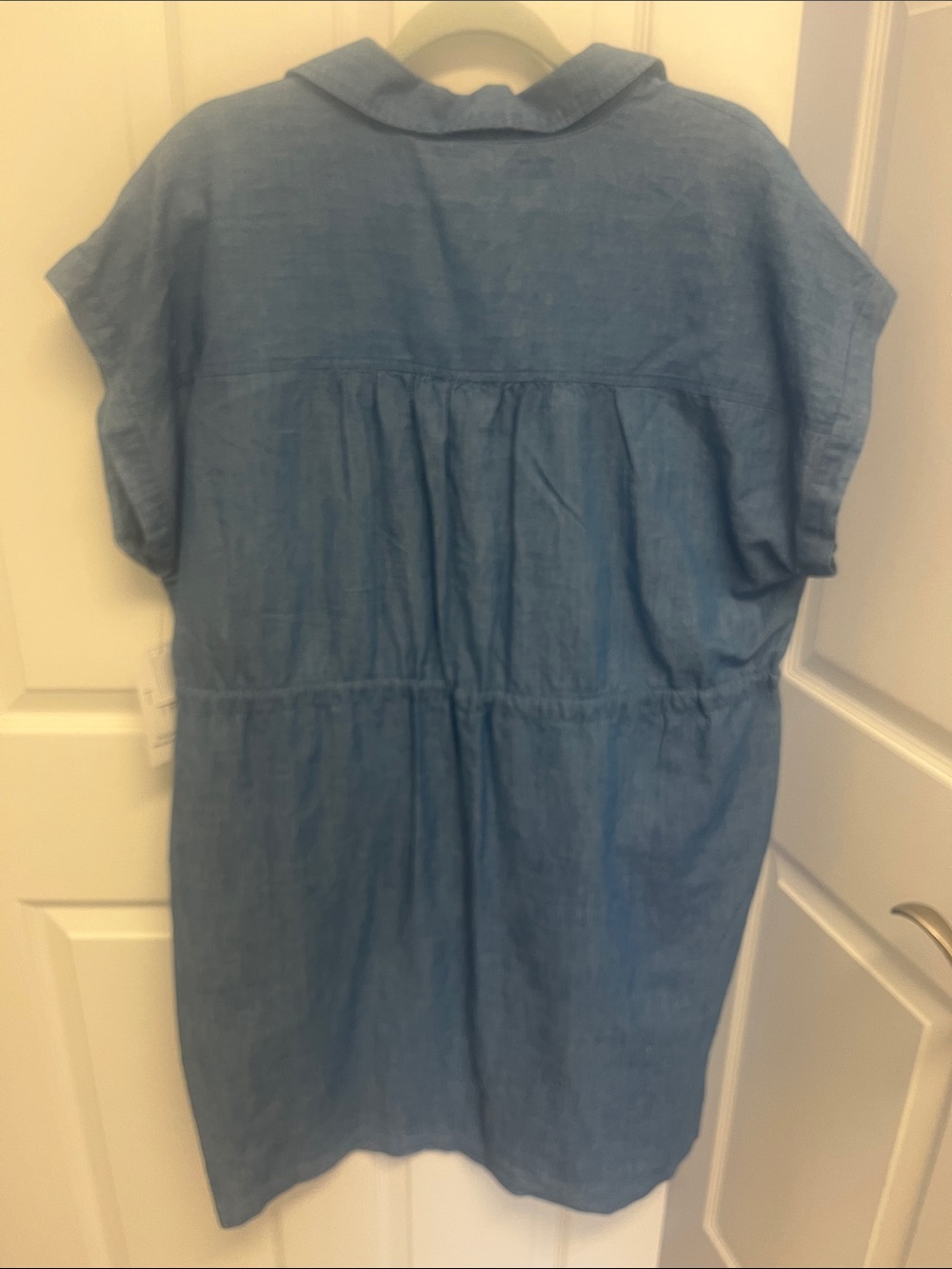 Time and Tru Blue Button-Front Drawstring Tunic - Picture 3 of 7